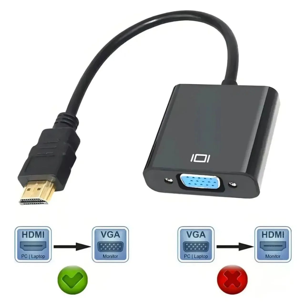 Adaptador Cabo Conversor Hdmi Para Saída Vga Com Audio P2 - Foto 3