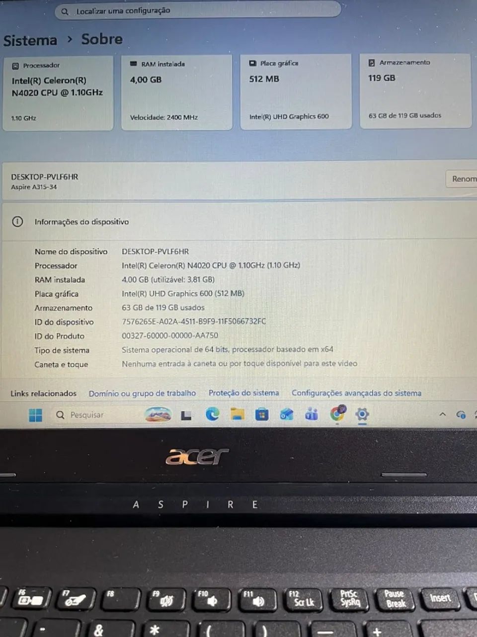 NOTEBOOK ACER - SEMINOVO - Foto 2