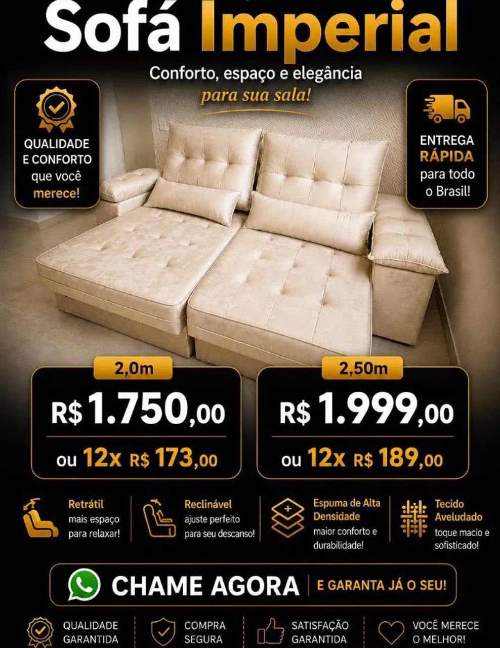 Sofá retrátil e reclinável Modular Lançamento; Pagamento no ato da entrega  - Foto 3