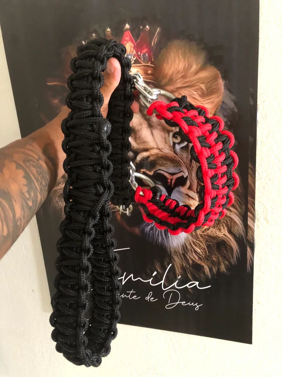 Guia trançada coleira para cães médio e grande porte - Foto 2