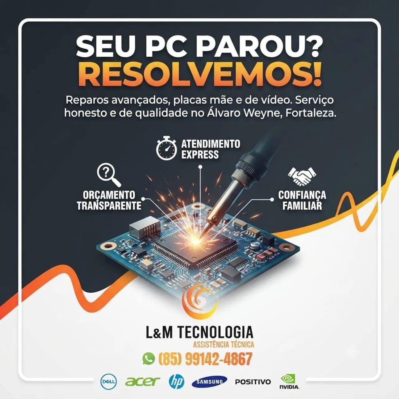 Trabalhamos com manutenção e reparo de placa mãe e de vídeo 