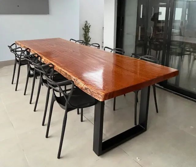 Mesa de jantar madeira rustica natural 8 lugares - Foto 3