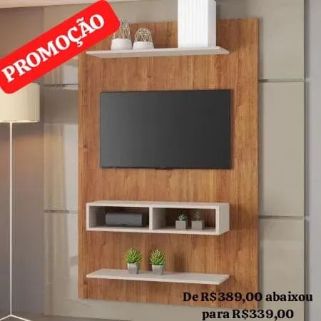 Painel Byte Mel/Off White ate 43 pol  gett móveis