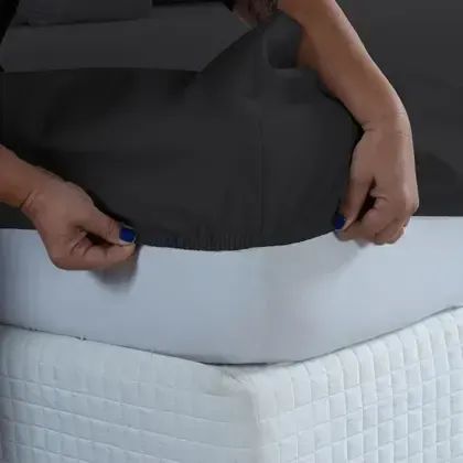 Lençol de elástico roupa de cama Preto fosco Solteiro para Berço 71x132 - Foto 3