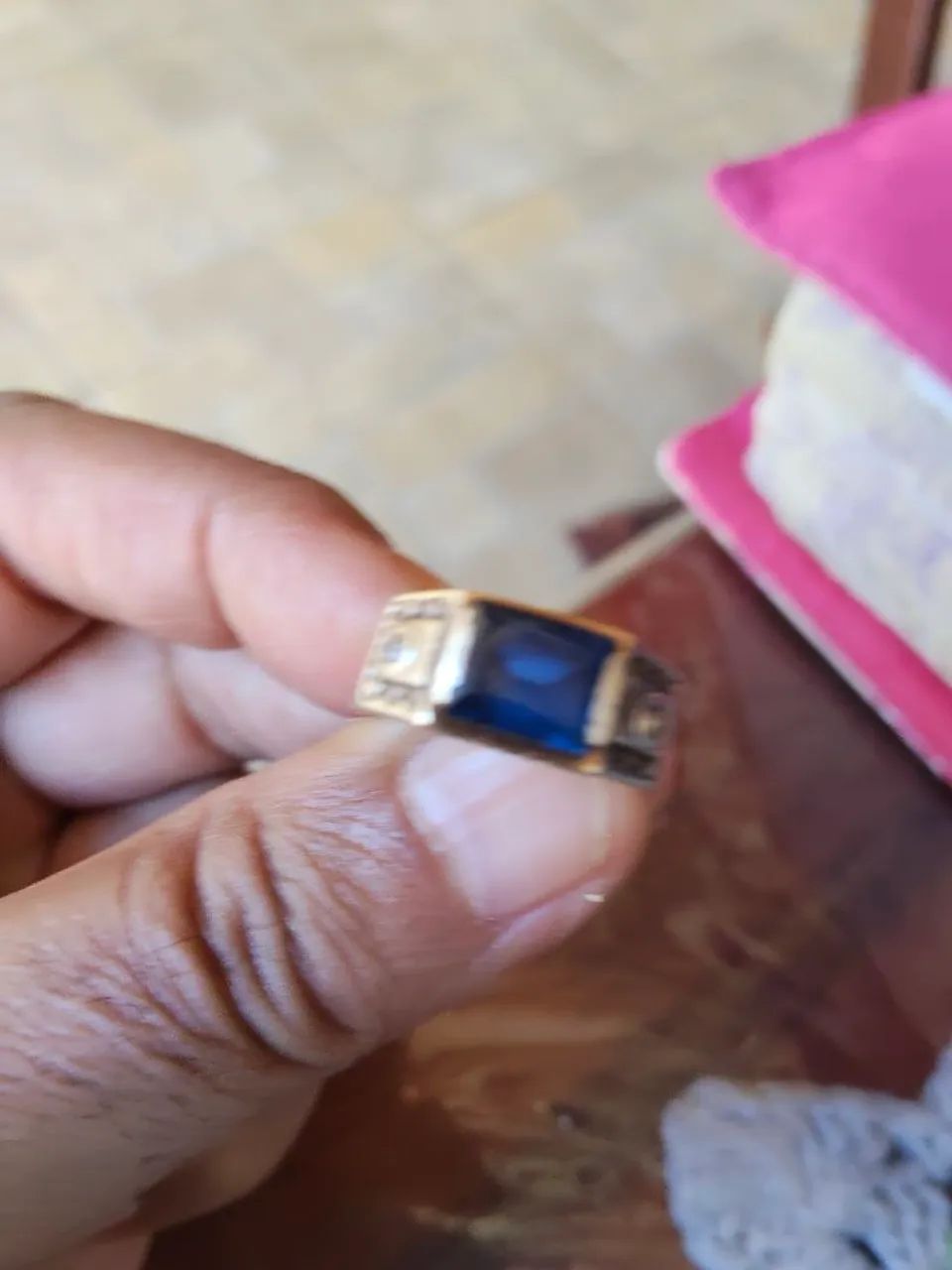 Anel de prata com zircônia azul - Foto 4