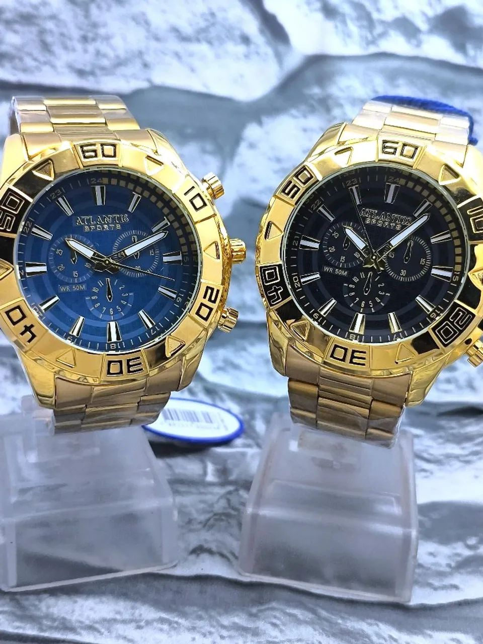 Relógio dourado luxo prova d'água oferta 