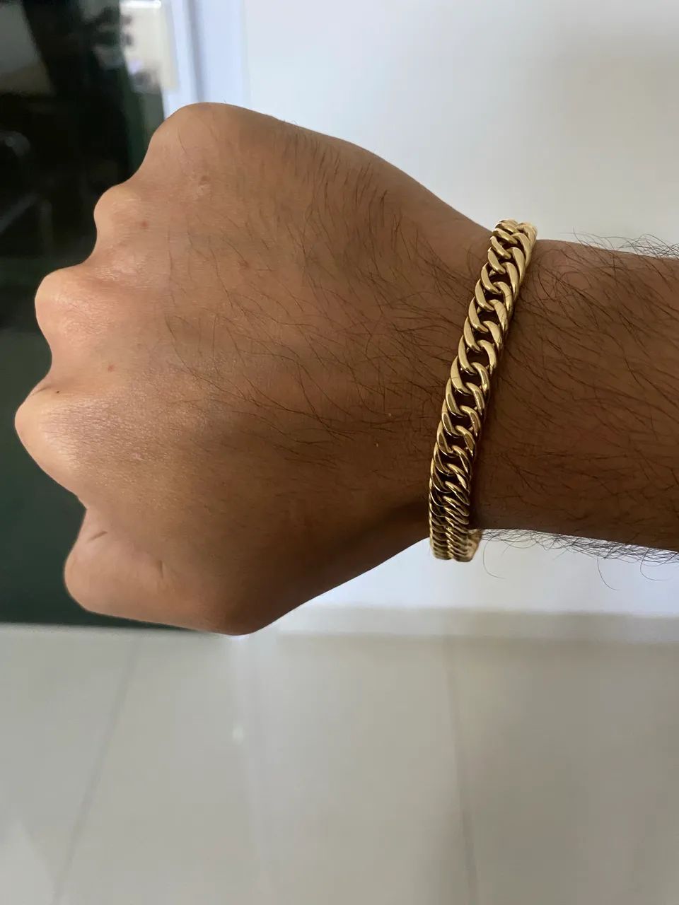 Pulseira ouro 18k grumet dupla 