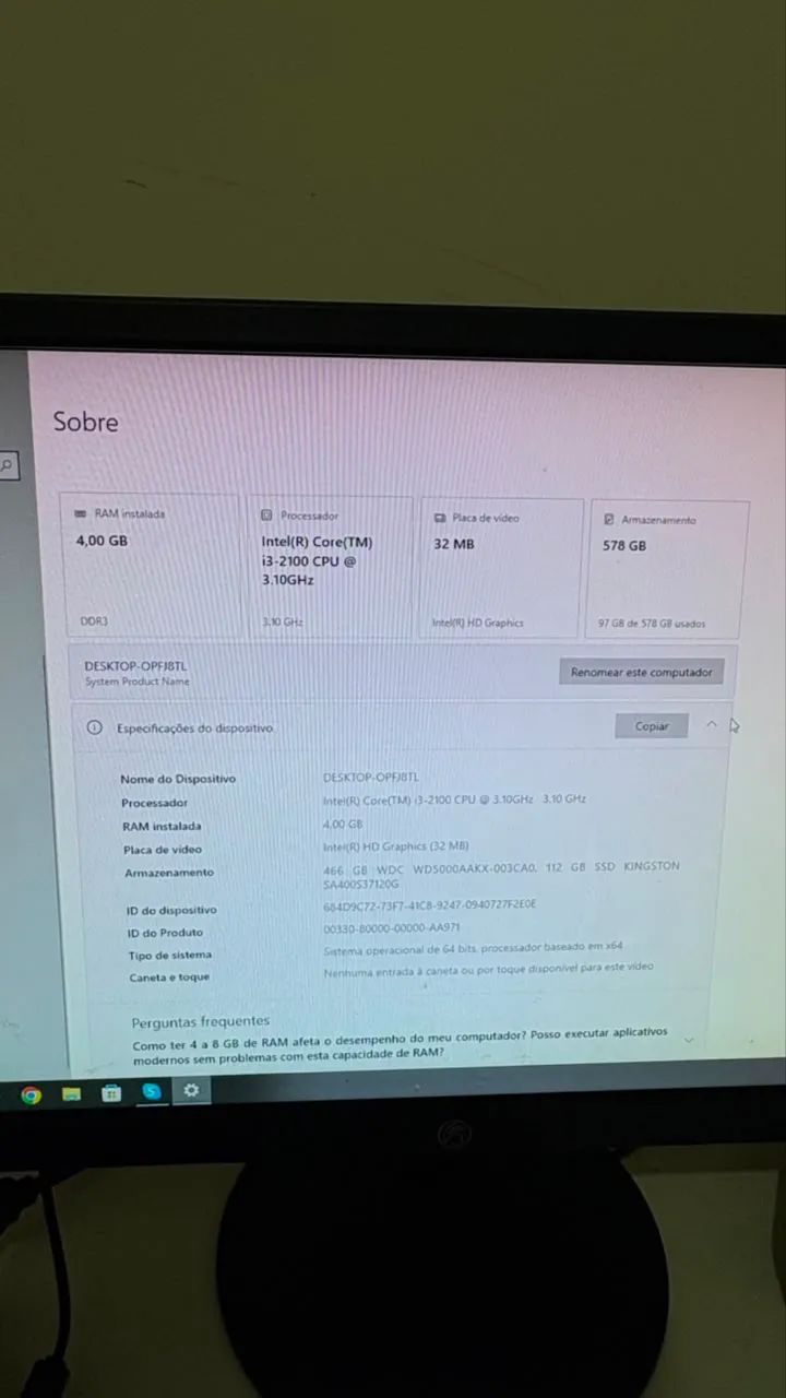 PC de mesa i3 de 2ª geração 4gb - Foto 3