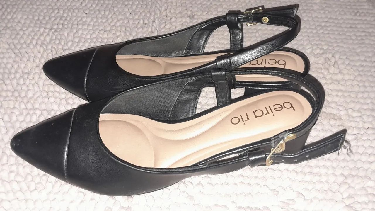 Sapato Beira Rio Preto - Slingback com Saltinho - Foto 3