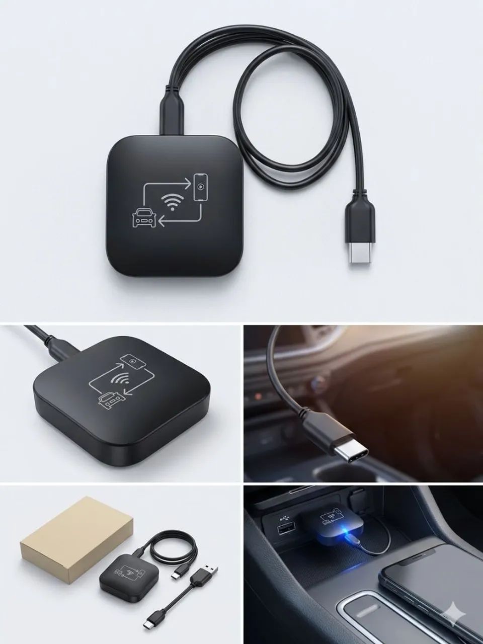 Adaptador Wireless CarPlay & Android Auto 2 em 1