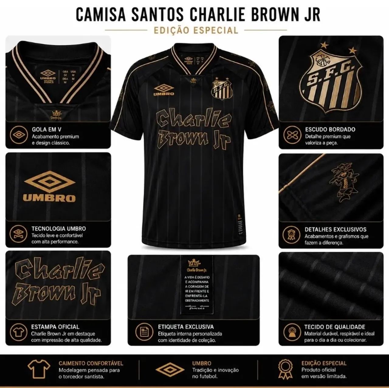 Camisa do Santos Charlie Brown JR 1:1 - Foto 4