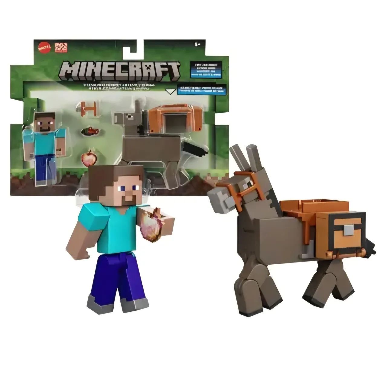 Action Figure Minecraft Vanilla Steve & Donkey 3.25 Mattel - Foto 3
