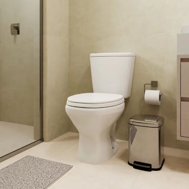 Kit Vaso Sanitário com Caixa Acoplada e Assento Branco Duplo Acionamento 3/6L  - Foto 2