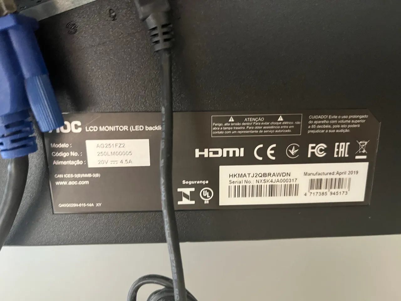 Monitor Gamer AOC AGON AG251FZ2 em excelente estado de conservação. - Foto 5