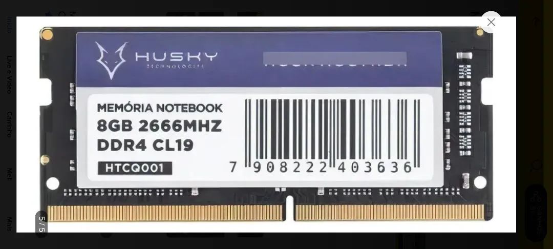 Memória ram ddr4 notebook 8gb 