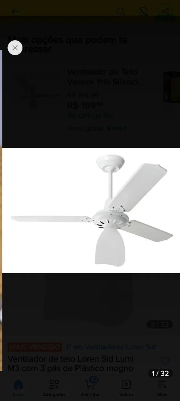 Ventilador de e teto Loren Sid branco - Foto 2