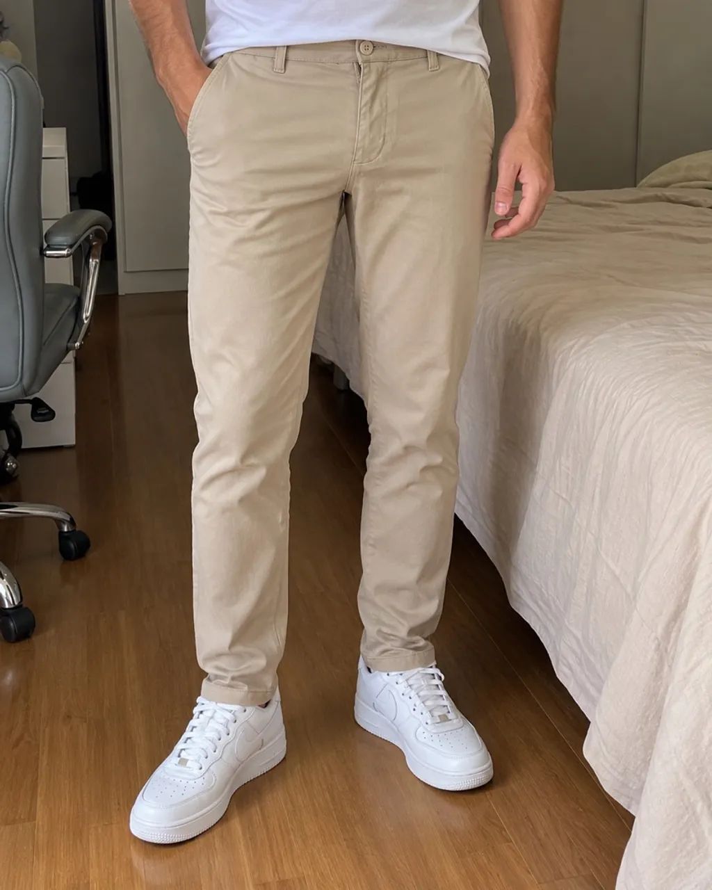Calça slim fit bege - Foto 5