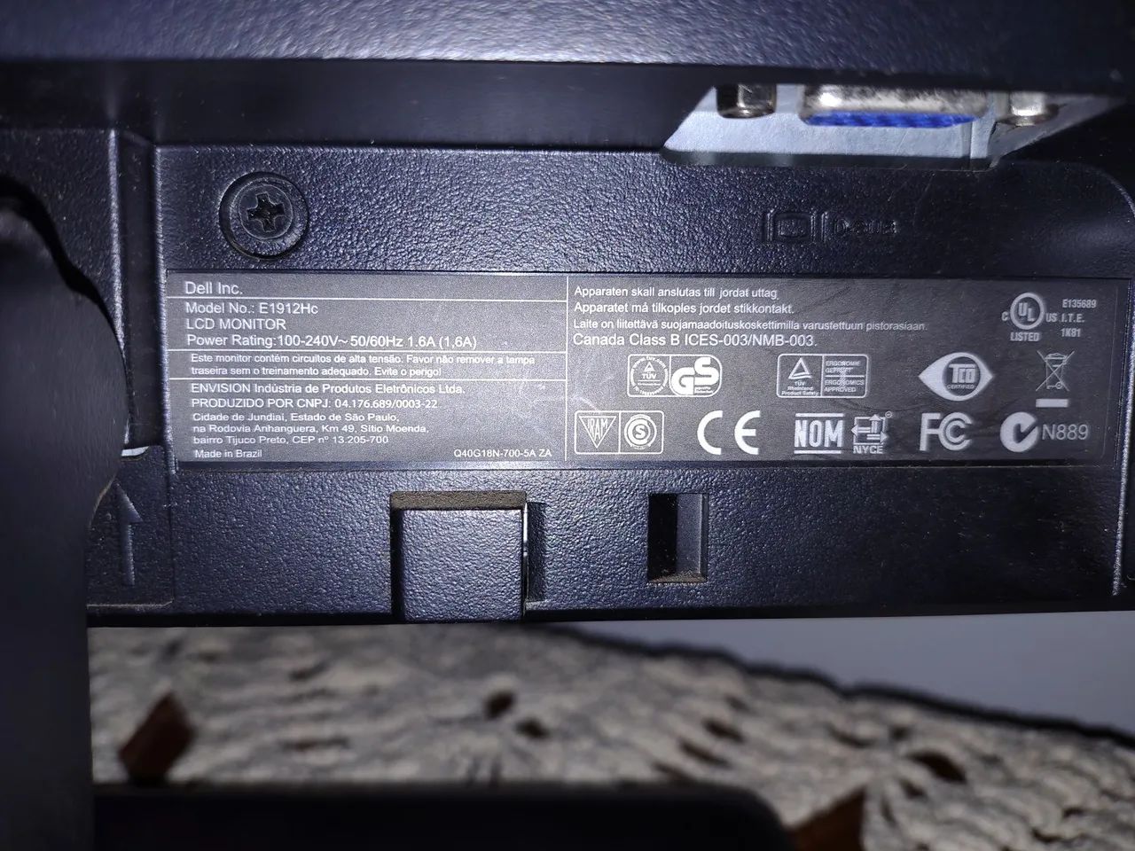 Monitor Dell 19" LED Widescreen - Modelo E1912hc (Perfeito Estado) - Foto 2