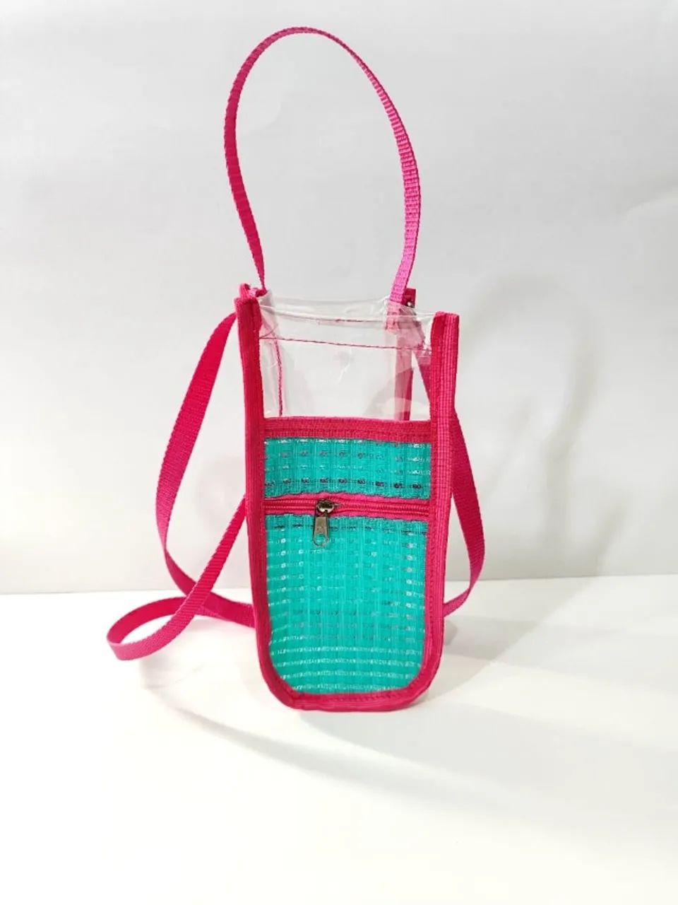 Bolsa Porta Garrafa 1L Transparente PVC Cristal com Alça Regulável e Zíper - Porta Squeeze - Foto 6