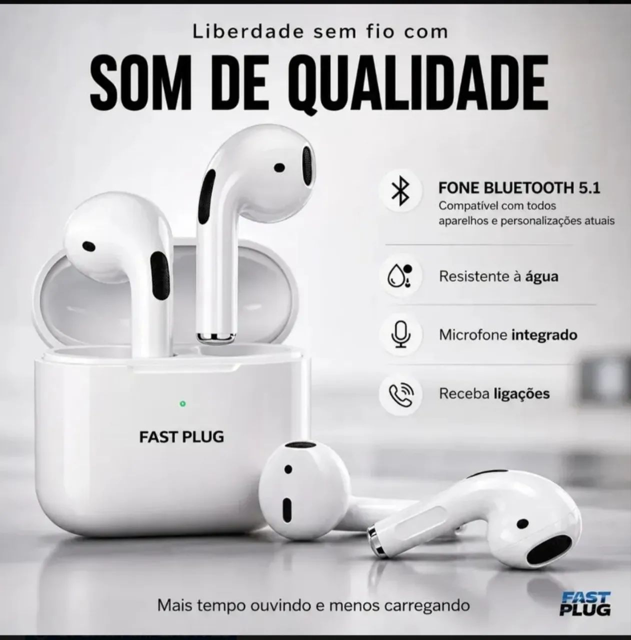 Fone bluetooth com cancelamento de ruído resistente a água - Foto 3