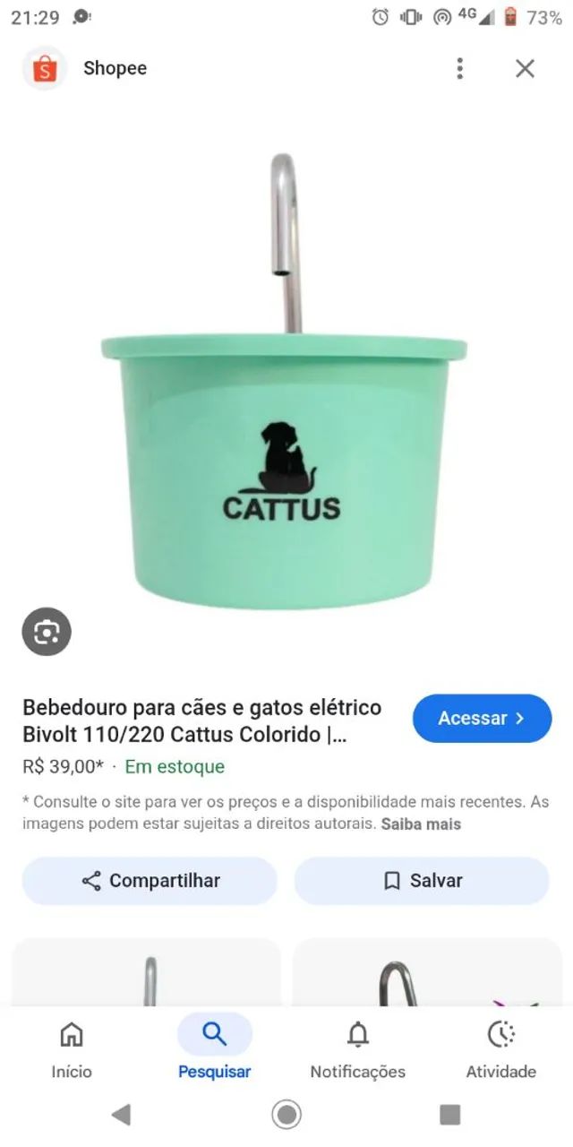 BEBEDOURO CATTUS 110/220V PARA CÃES E GATOS  - Foto 5