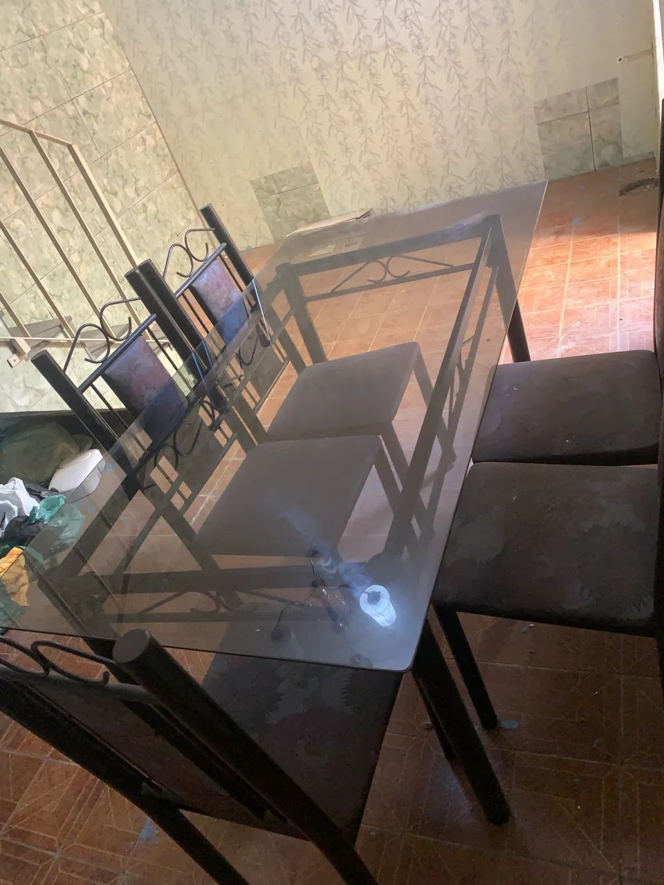 Mesa vidro 6 cadeiras
