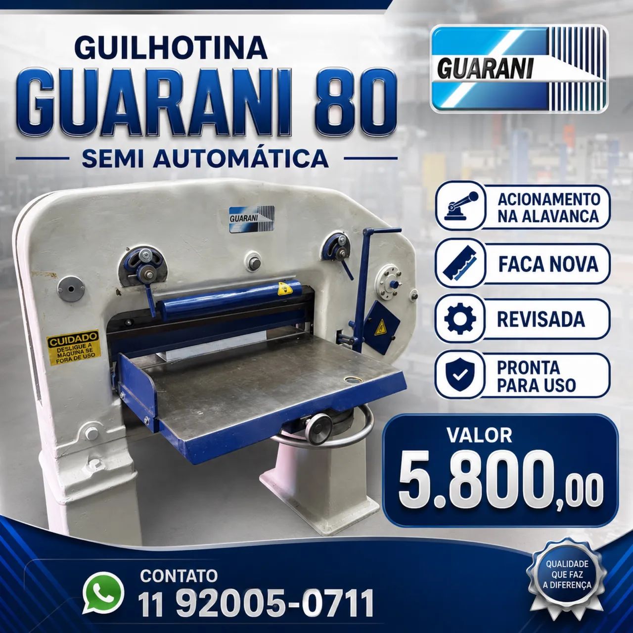 Guilhotina Guarani 80 semi automática 