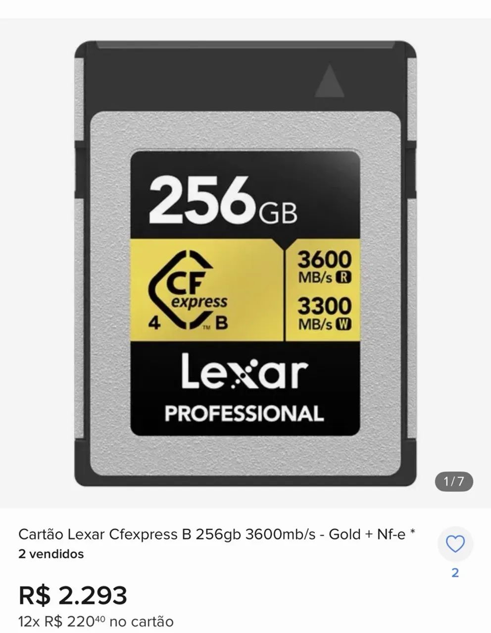 CARTÃO CF EXPRESS 256G TYPE B GOLD
