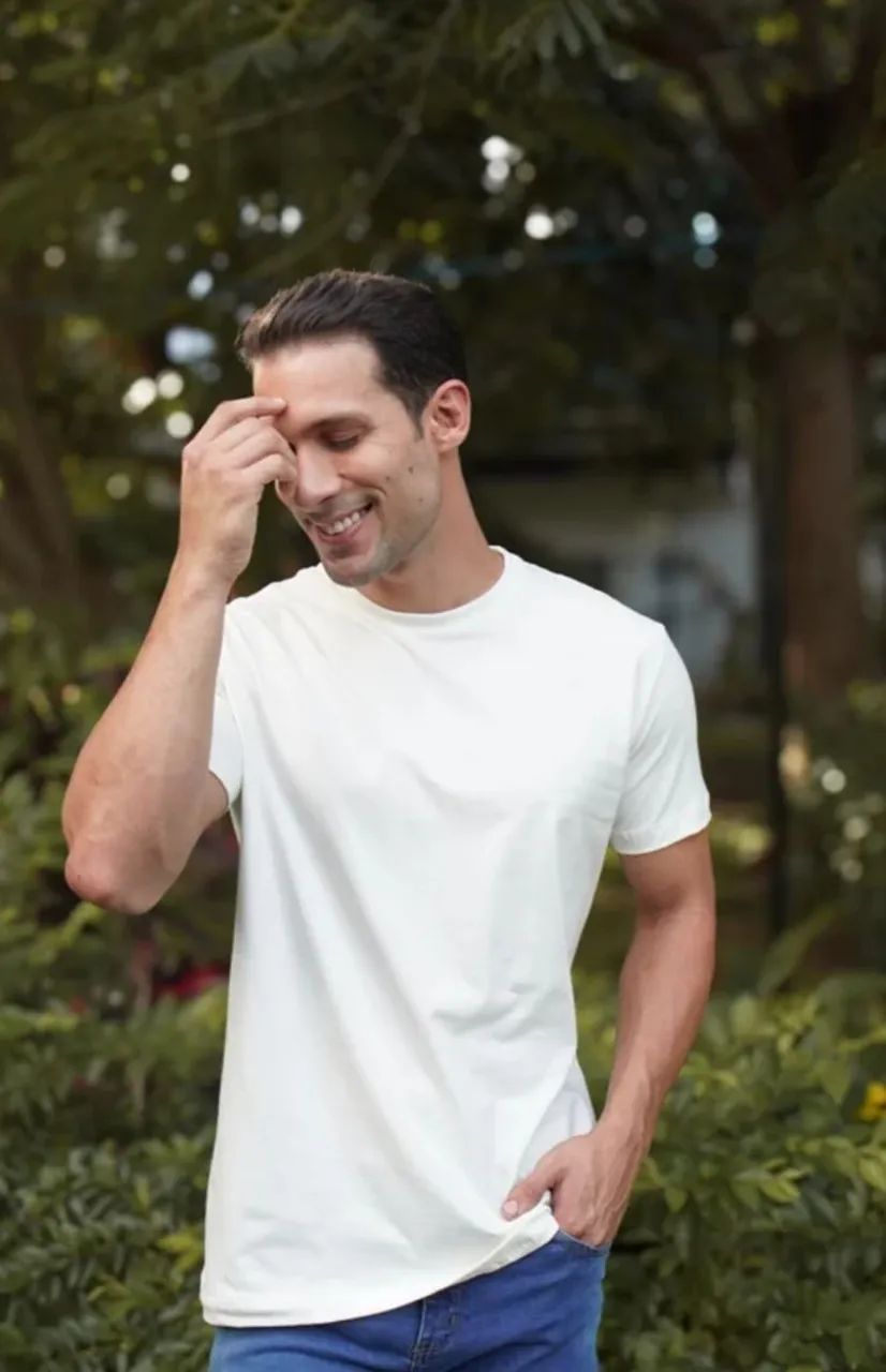 Camisas básicas 100% algodão prêmio  - Foto 3