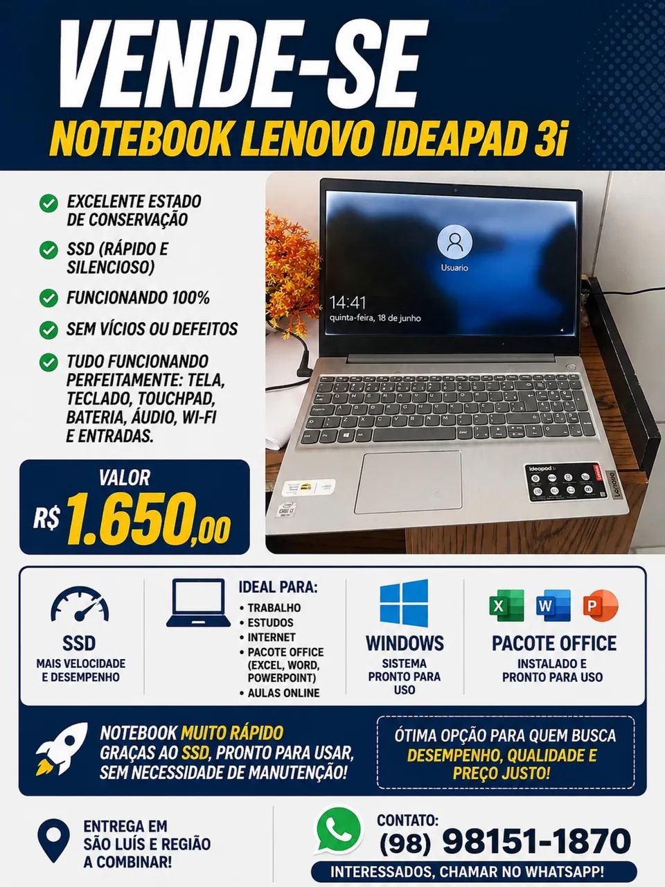 Notebook lenovo ideaped 