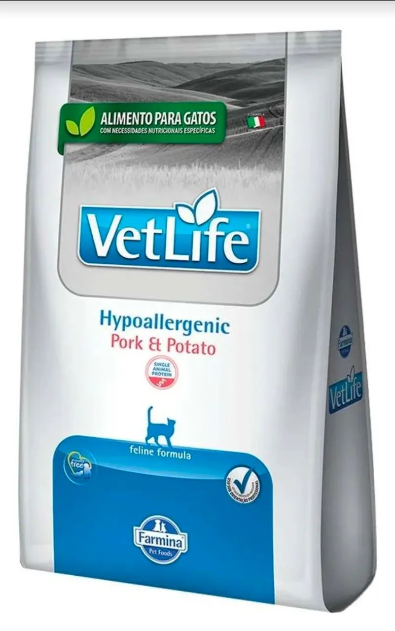 Ração hypoallergenic gatos farmina vetlife pirk & potato