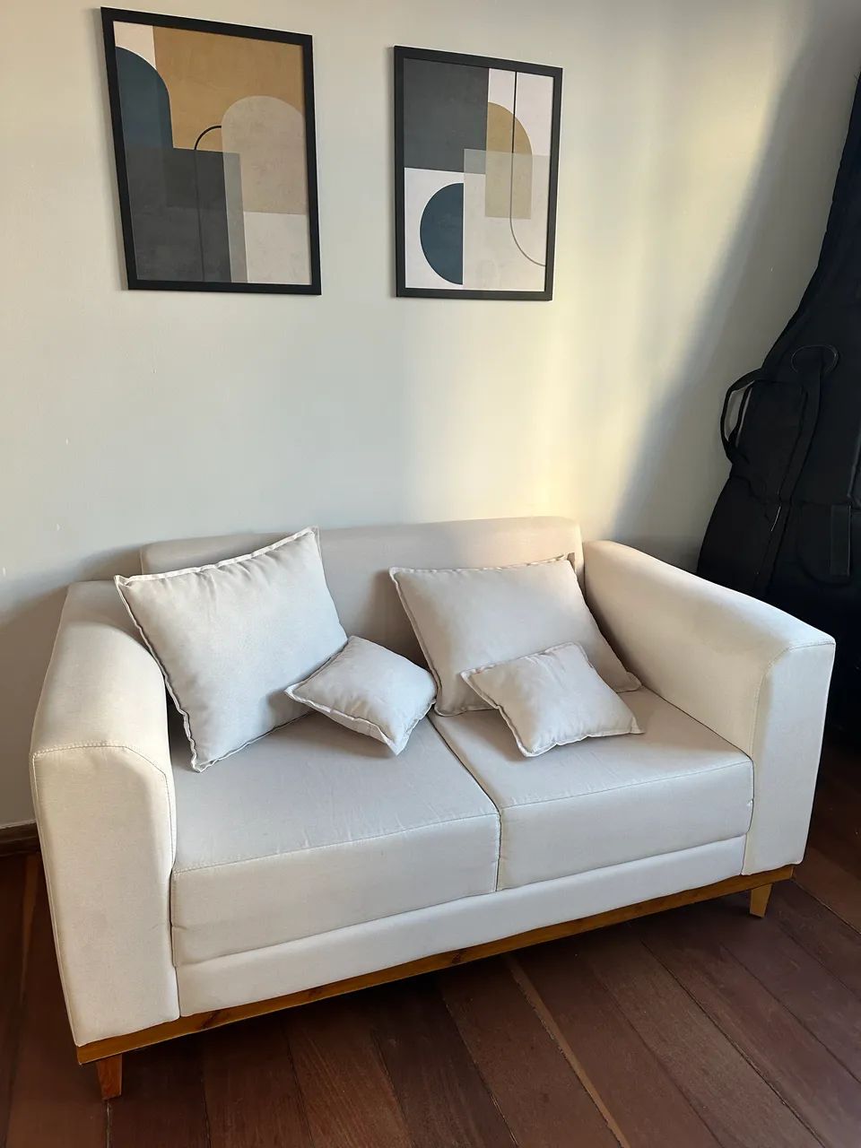 Sofá 2 lugares Beny Base de Base de Madeira Linho Cotton Cru Rrdecor  - Foto 2