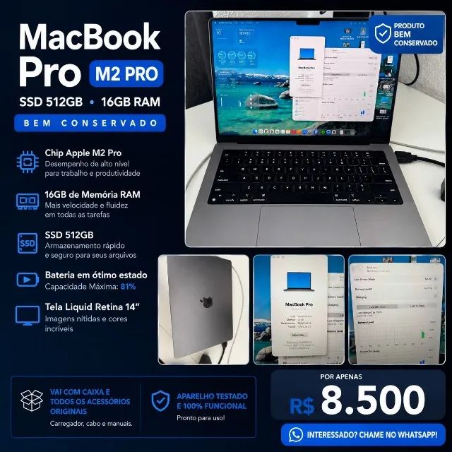 MacBook Pro 14" M2 Pro - Impecável