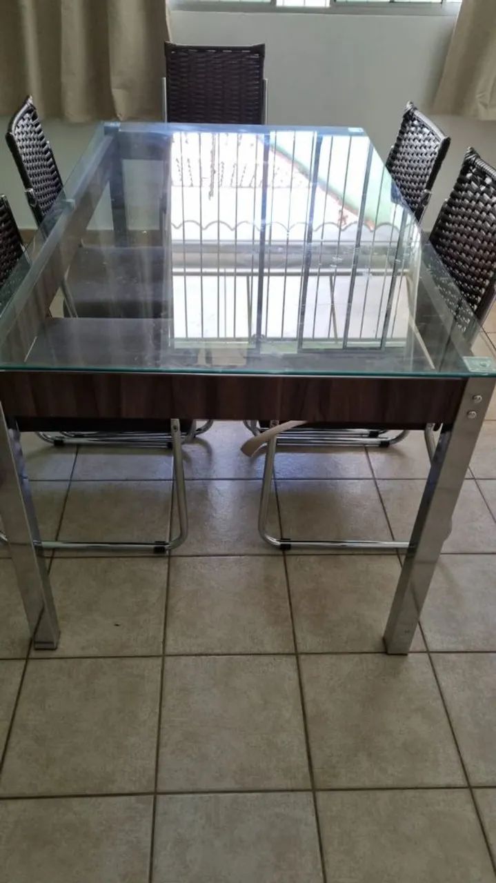 mesa de vidro 6 ligares