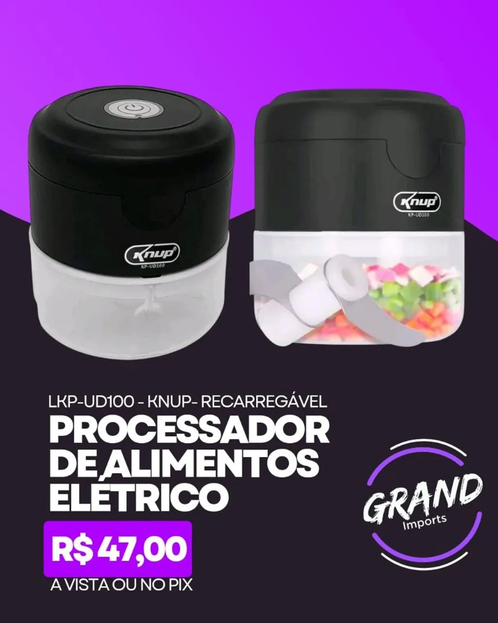 Processador de alimentos recarregável 