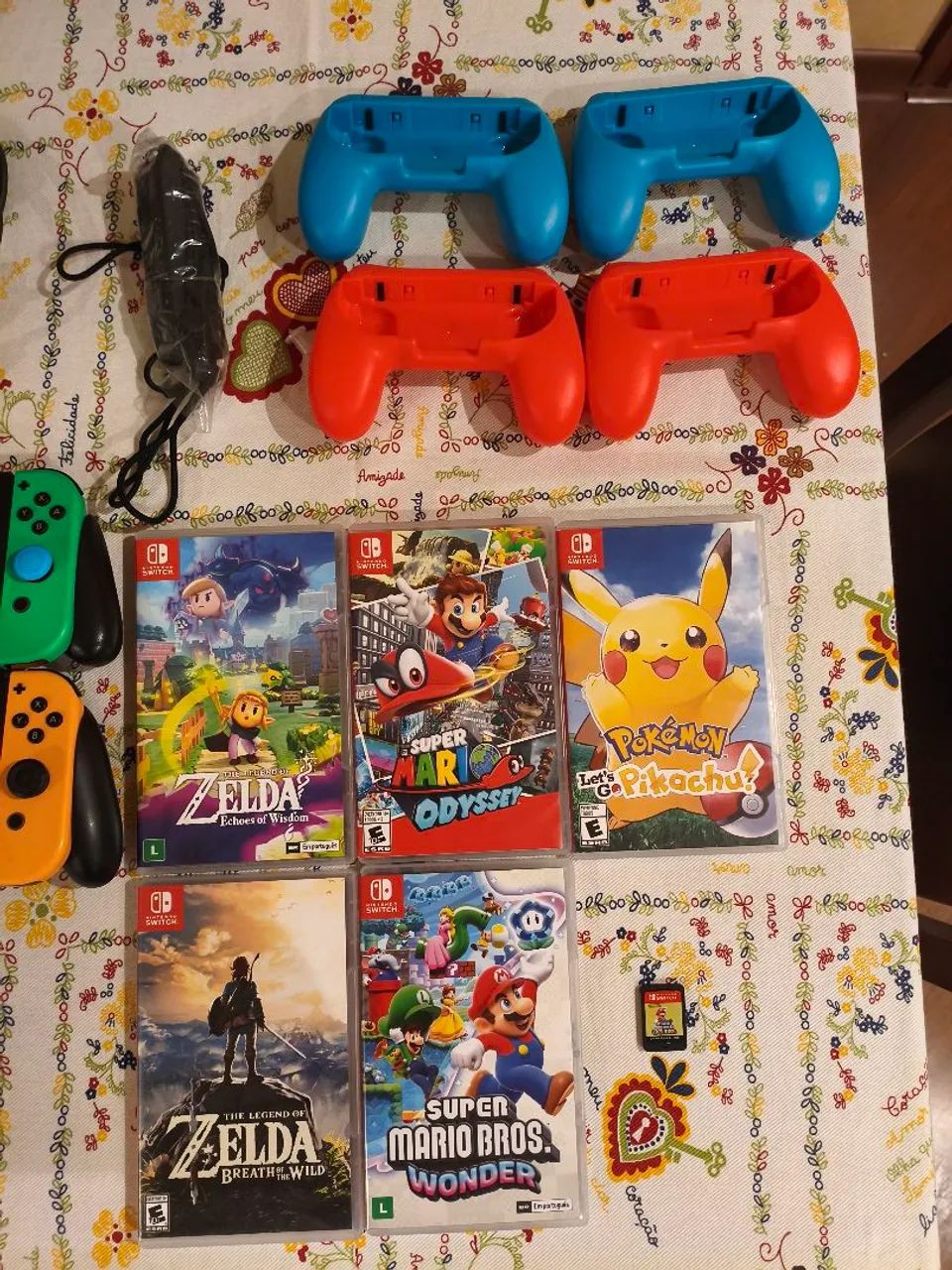 Nintendo Switch Completo + 4 Controles + 6 Jogos Físicos + Conta
