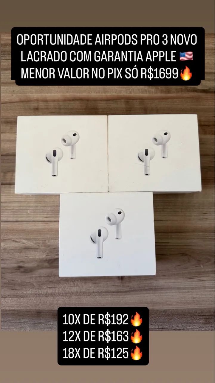 AirPods Pro 3 novo lacrado garantia Apple 