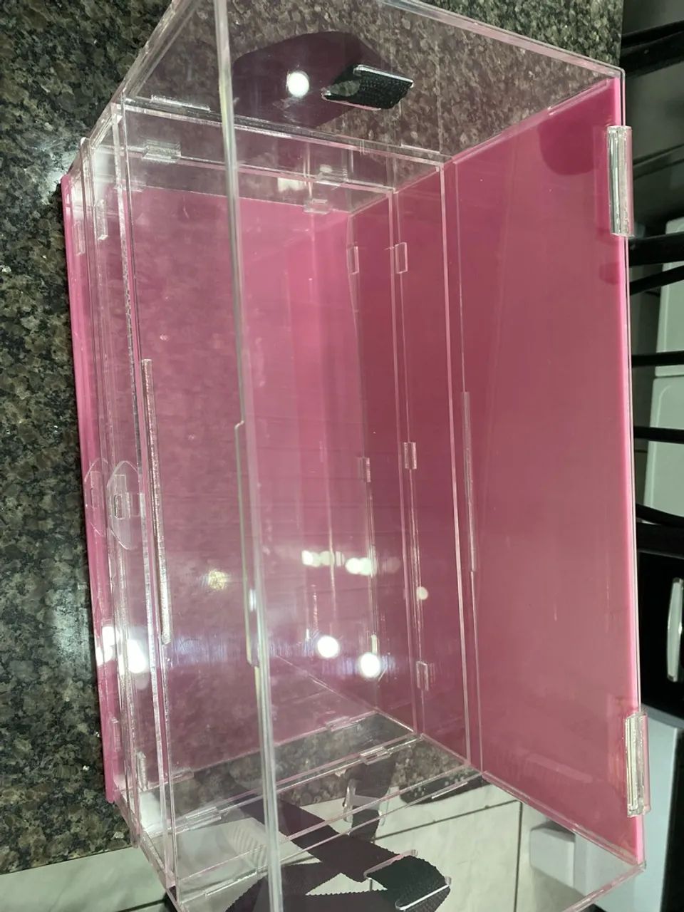 Caixa Expositora Rosa em Acrílico para Confeitaria (Com Alça e Gavetas) - Impecável! - Foto 5