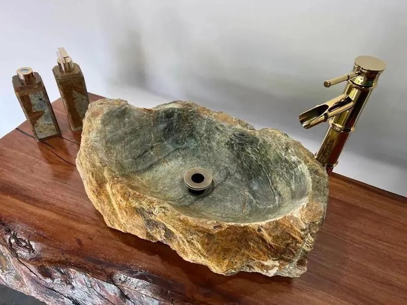 Cuba sobrepor em pedra natural rústica para banheiro e lavabos - Foto 2