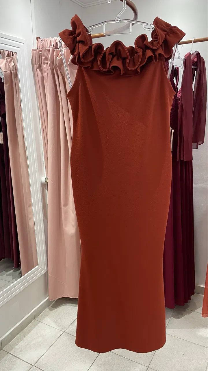 Vestido terracota de crepe - Foto 5