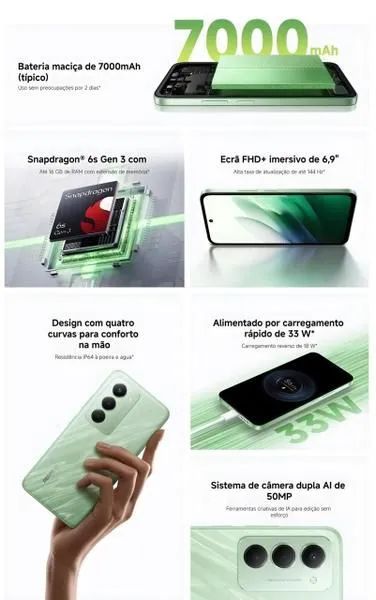 Celular Xiaomi Redmi 15 4G 144Hz 7000mAh 50MP IA Android 15 - Foto 2