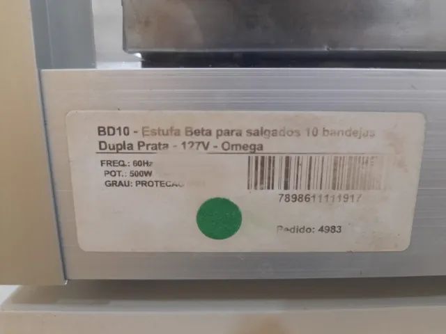 BD10 - Estufa Beta para Salgados 10 Bandejas Dupla Prata - 127v - Omega - Foto 4