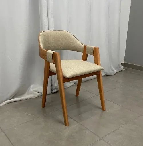 Cadeiras Perola em Linho Madeira Wj Decor