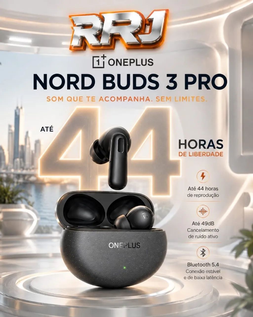 OnePlus Nord Buds 3 Pro até 44 horas 