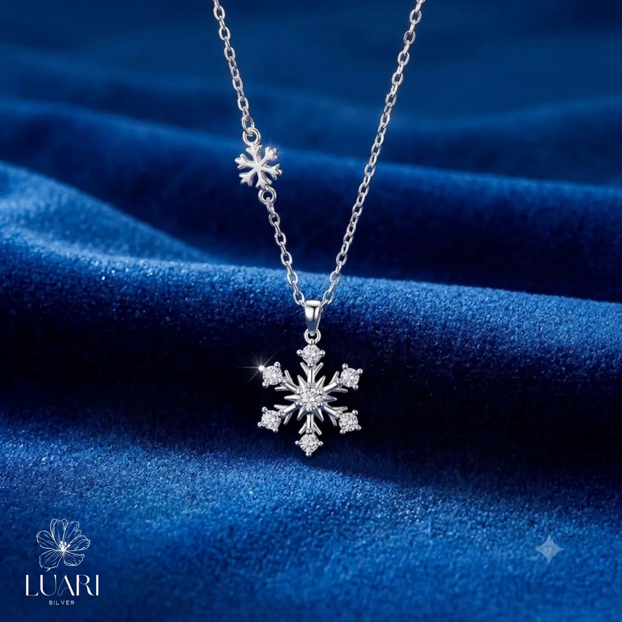 Colar Importado Floco de Neve Cravejado (Prata 925)