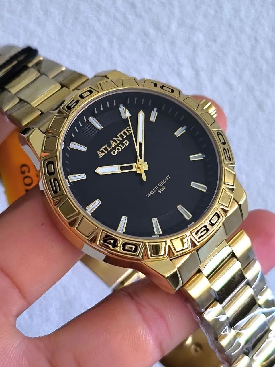 Relógio dourado luxo masculino  - Foto 4