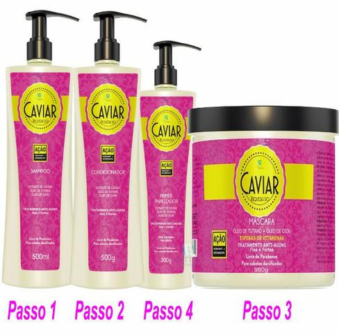 Kit Caviar shampoo condicionador mascara finalizador habito cosmeticos - Foto 4