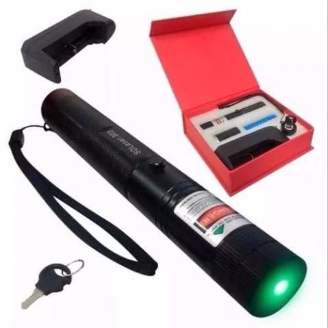 Super Caneta Laser Pointer Verde Longo Alcance Forte Estojo