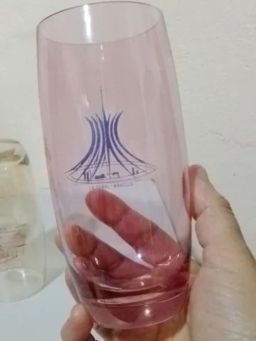 Trio de copos antigos de cristal marca cristais Hering 