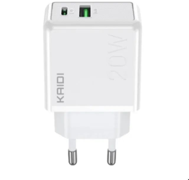 Fonte Carregador Rápido 2 Entradas Tipo C USB Turbo 20w Kaidi iPhone Android ORIGINAL